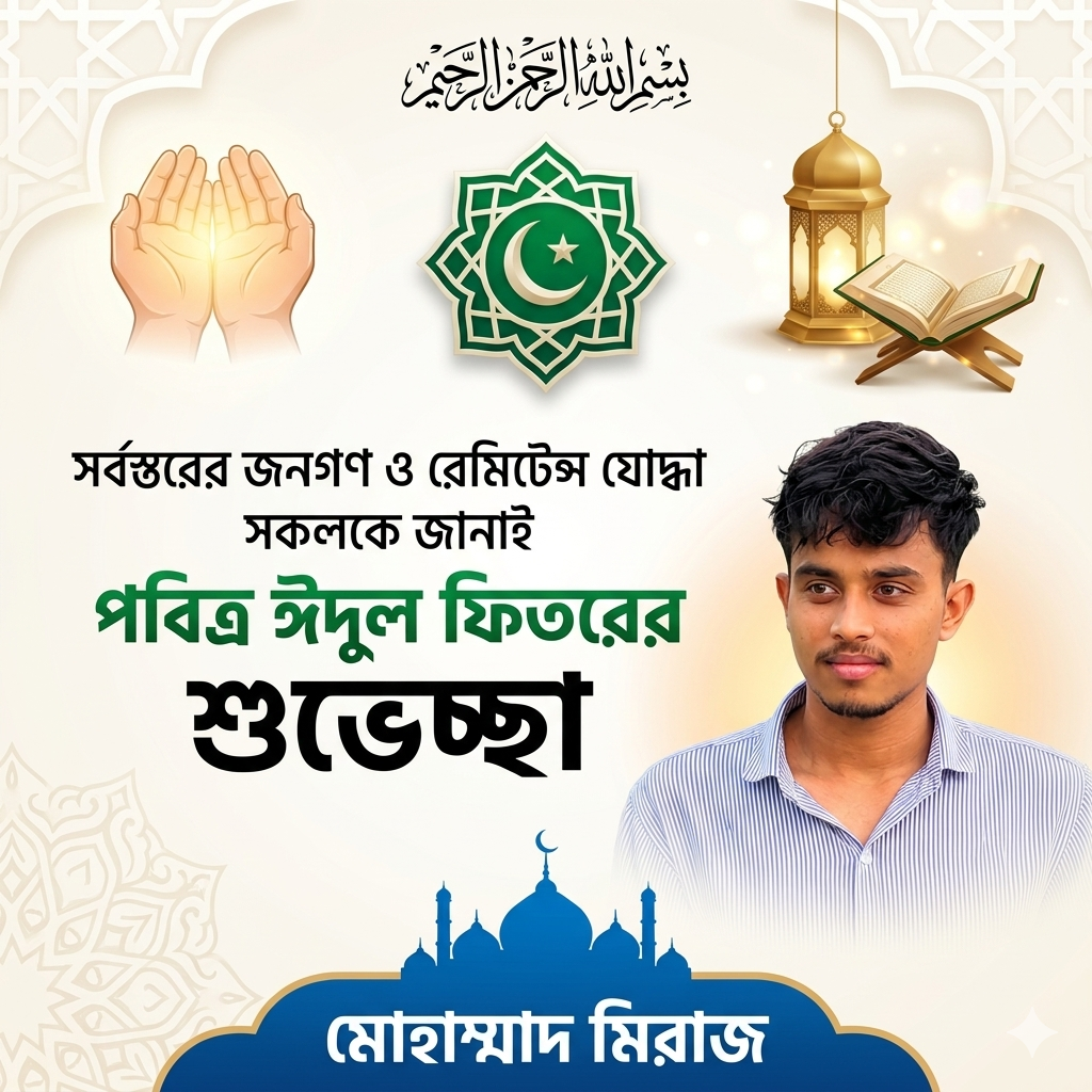 পবিত্র ঈদুল ফিতরের 3D ইসলামিক প্রোফাইল পোস্টার | Eid-ul-Fitr AI Poster Prompt - PLP Ghor AI