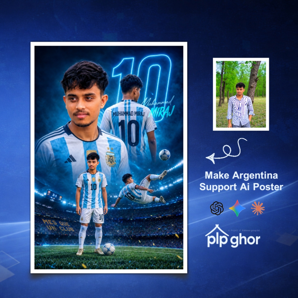Argentina Support Fan AI Image Poster Prompt - PLP Ghor AI