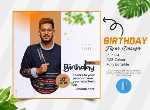 Happy birthday flyer design in mobile | birthday flyer design - PLP Ghor