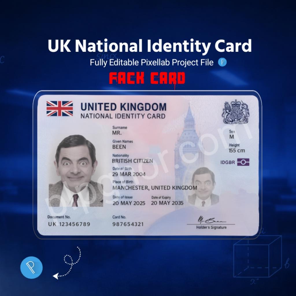 UK National Identity Card PLP File Download | United Kingdom national identity card - PLP Ghor