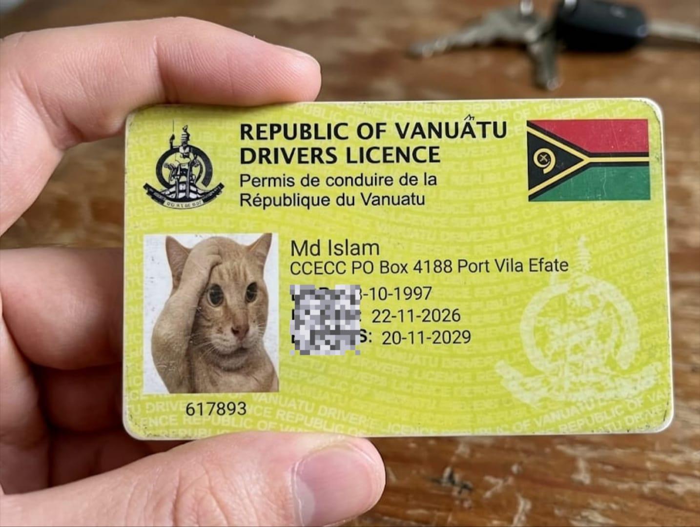 Vanuatu Driving License Card New - PLP Ghor