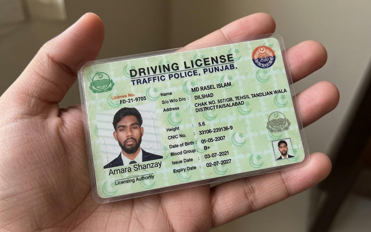 Panjab Traffic Police Driving License - PLP Ghor
